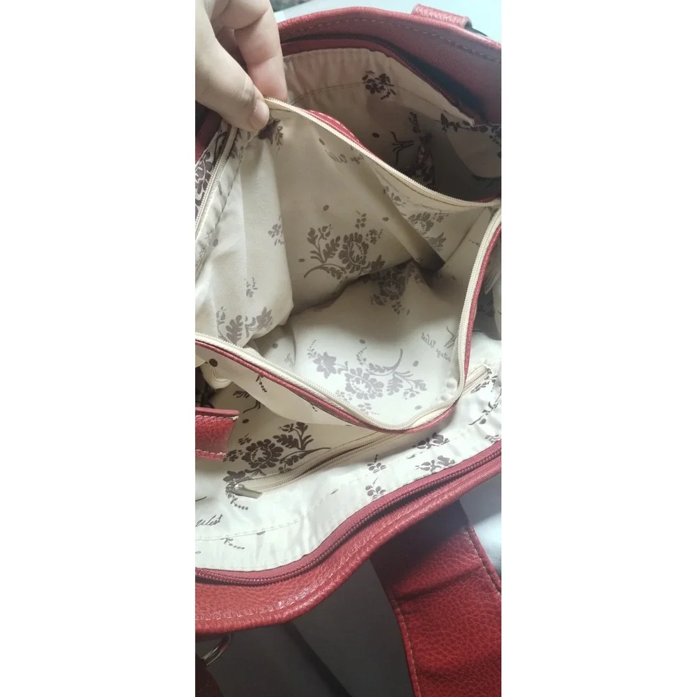 Heritage West Red Southwestern Studded Rhinestone Concho Shoulder Bag Tote